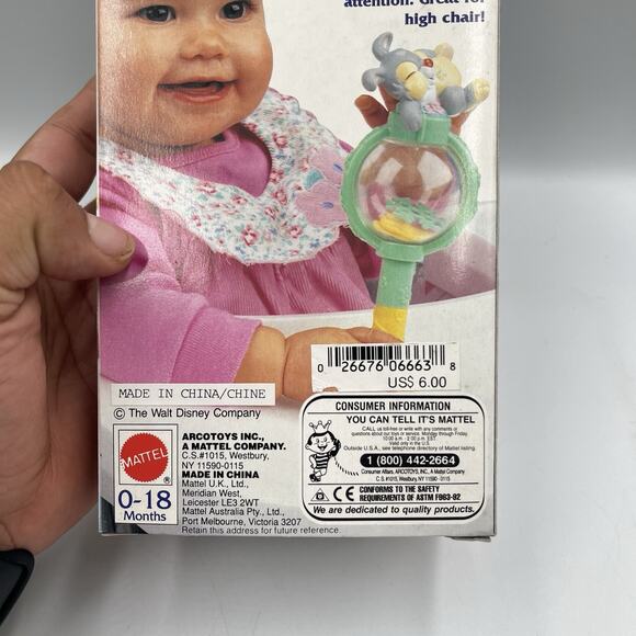 Vintage 90s Disney Bambi Thumper Suction Rattle - New! - Picture 10 of 12